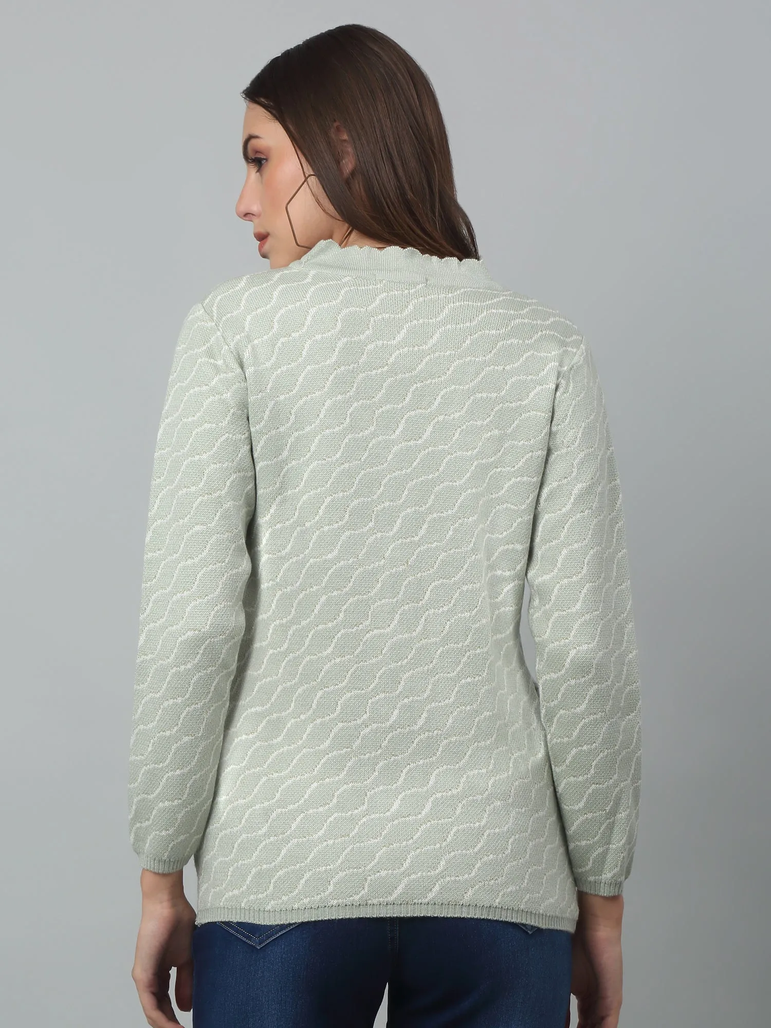 Women's Casual  Mint V neck Cardigan Sweater