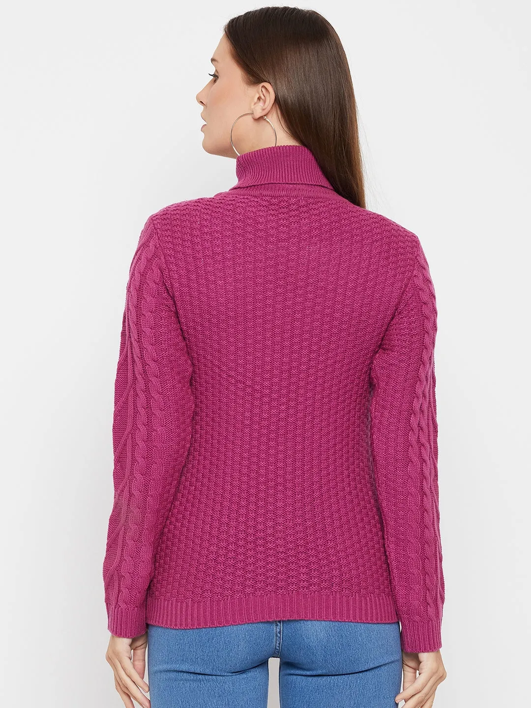 Women's Casual  Purple Turtle neck Pullover Sweater