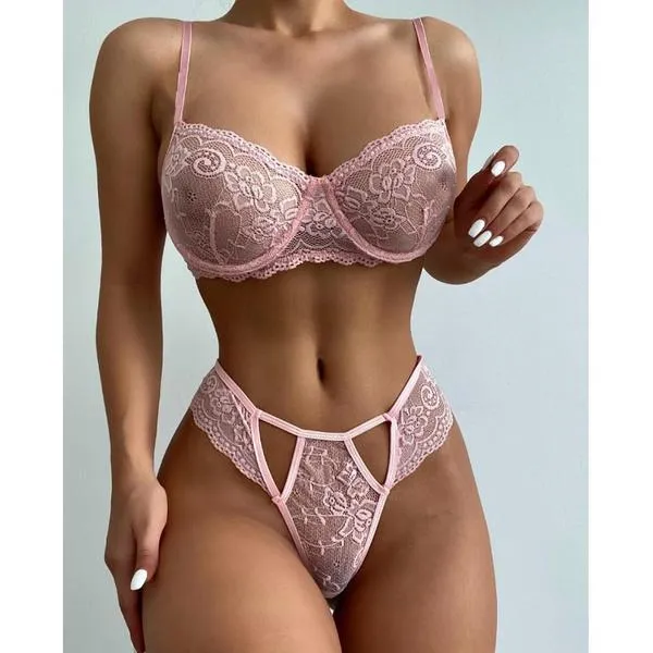 Women's Floral Lace Lingerie Sets Sexy Lace Bra and Panty Underwear Set